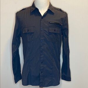 Sovereign Code Black Long-Sleeve Casual Button Down Shirt (size L)